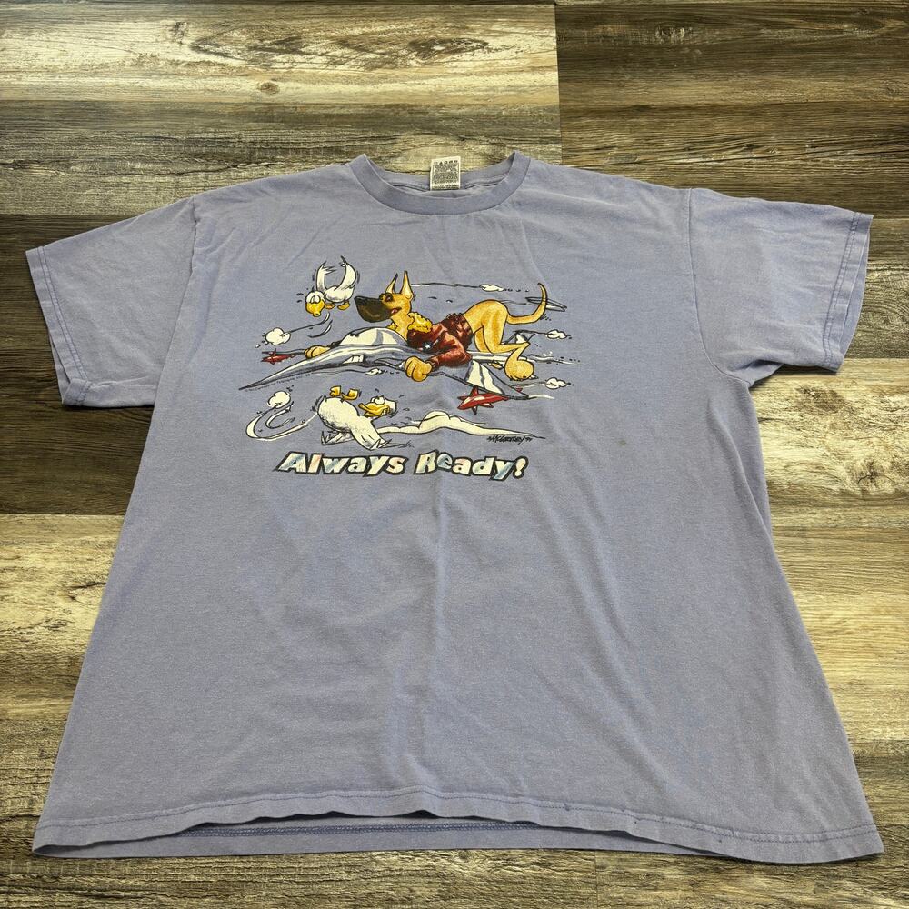 Vintage 1994 Always Ready McCartney Purple Comic Mens XL‎ Funny Tee T-shirt